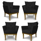 Kit 4 Poltronas Decorativas Julia Suede Preto - Meu Lar Decor