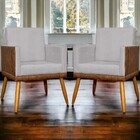 Kit 4 Poltronas Decorativas Lis Corino E Linho Cores Pé Palit