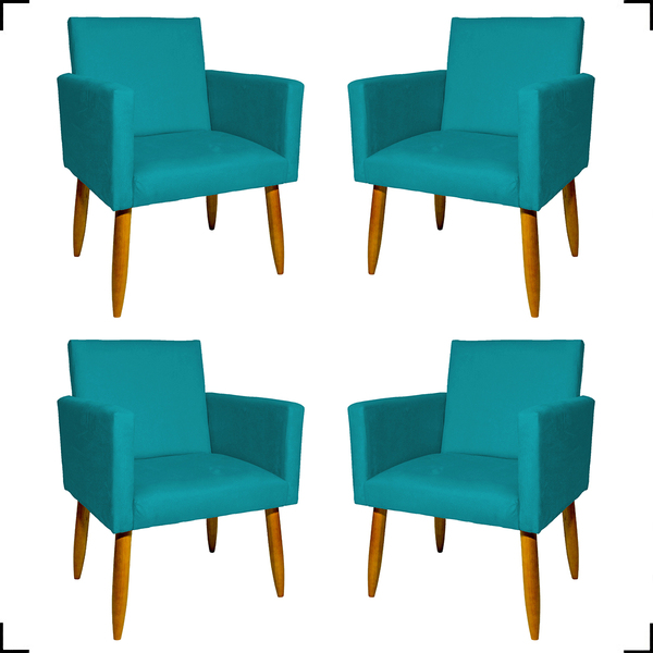 Kit 4 Poltronas Decorativas Para Sala, Manicure, Quarto, Nina