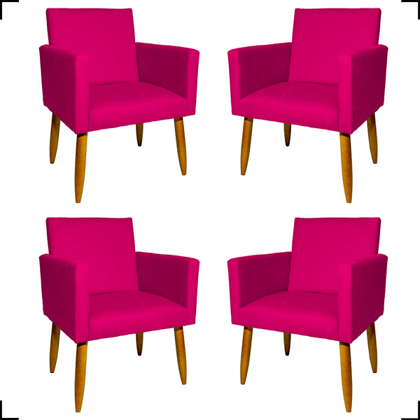 Kit 4 Poltronas Decorativas Para Sala, Manicure, Quarto, Nina