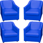 Kit 4 Poltronas Decorativas Para Sala Mila Corino Azul Royal