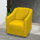 Kit 4 Poltronas Decorativas Para Sala Mila Suede Amarelo Pé D