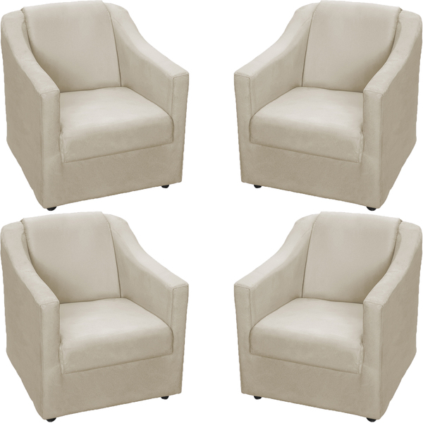 Kit 4 Poltronas Decorativas Para Sala Recepção Consultório Ma
