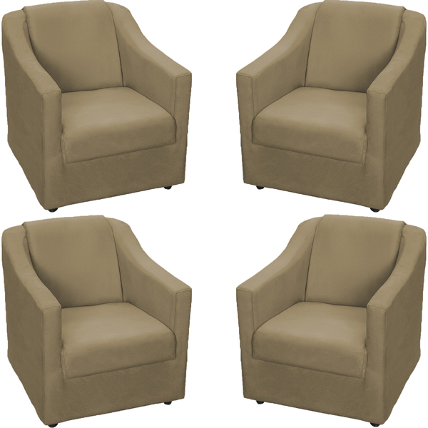 Kit 4 Poltronas Decorativas Para Sala Recepção Consultório Ma