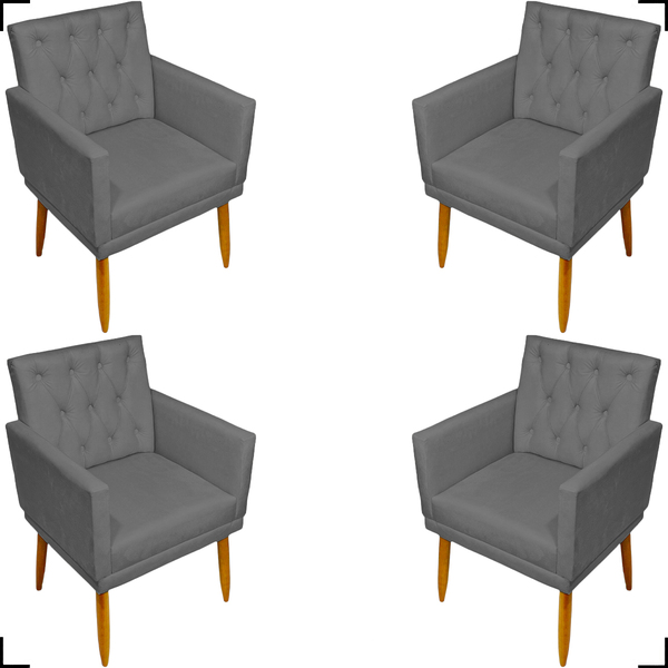 Kit 4 Poltronas Decorativas Para Sala Recepção Manicure Nina