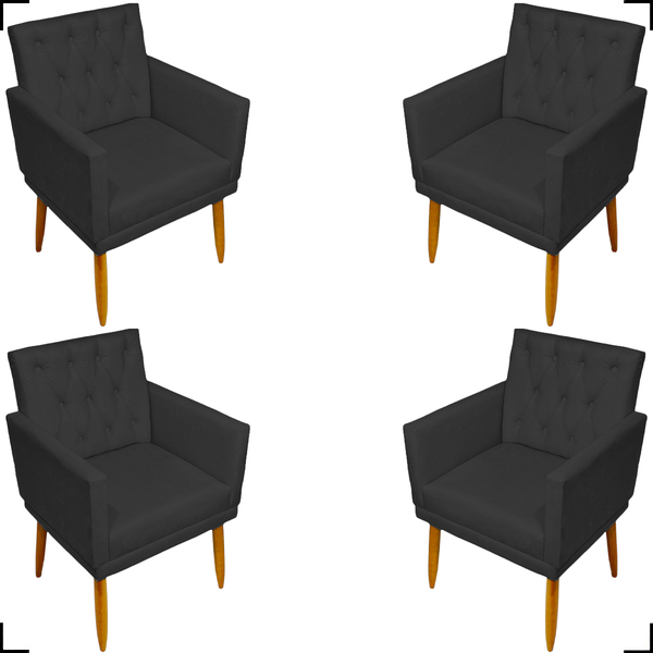 Kit 4 Poltronas Decorativas Para Sala Recepção Manicure Nina