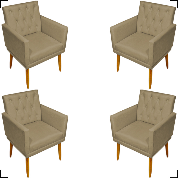 Kit 4 Poltronas Decorativas Para Sala Recepção Manicure Nina