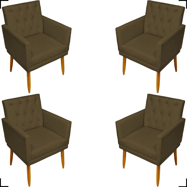 Kit 4 Poltronas Decorativas Para Sala Recepção Manicure Nina