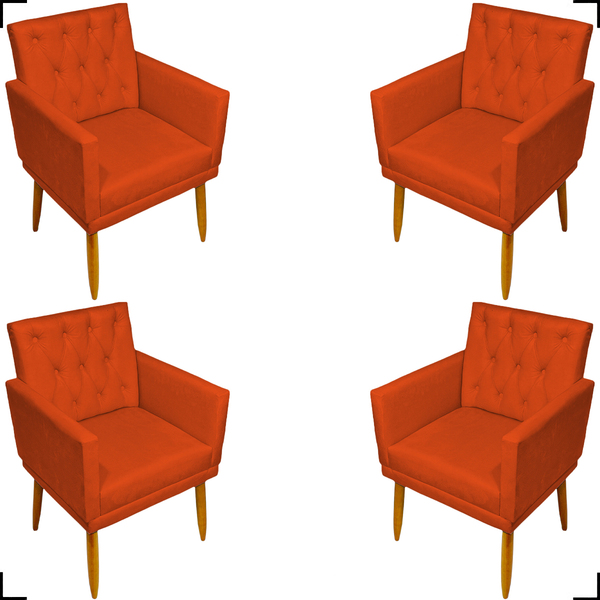 Kit 4 Poltronas Decorativas Para Sala Recepção Manicure Nina