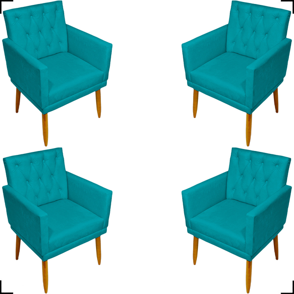 Kit 4 Poltronas Decorativas Para Sala Recepção Manicure Nina