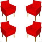 Kit 4 Poltronas Decorativas Para Sala Recepção Manicure Nina