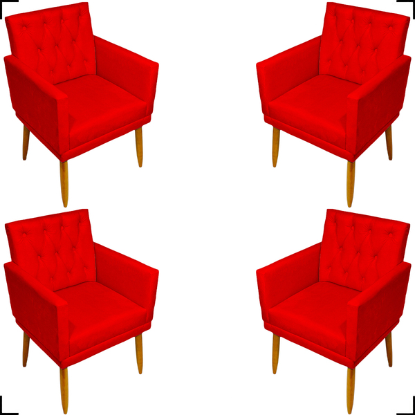 Kit 4 Poltronas Decorativas Para Sala Recepção Manicure Nina