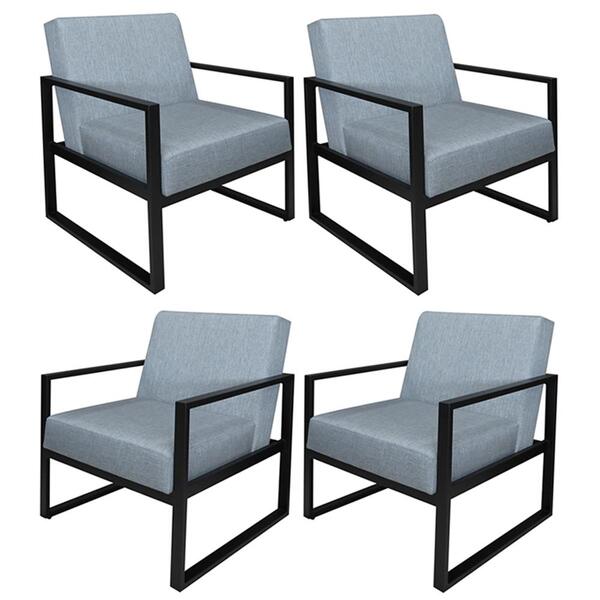 Kit 4 Poltronas Decorativas Pés Metálicos Eron Linho 762 F02