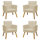 Kit 4 Poltronas Decorativas Reforçadas  Para Sala Nina Com Ba