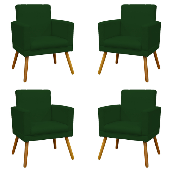 Kit 4 Poltronas Decorativas Reforçadas  Para Sala Nina Com Ba