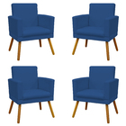 Kit 4 Poltronas Decorativas Reforçadas  Para Sala Nina Com Ba