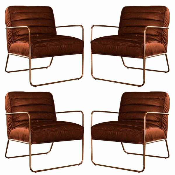 Kit 4 Poltronas Decorativas Sala De Estar Base De Ferro Mali