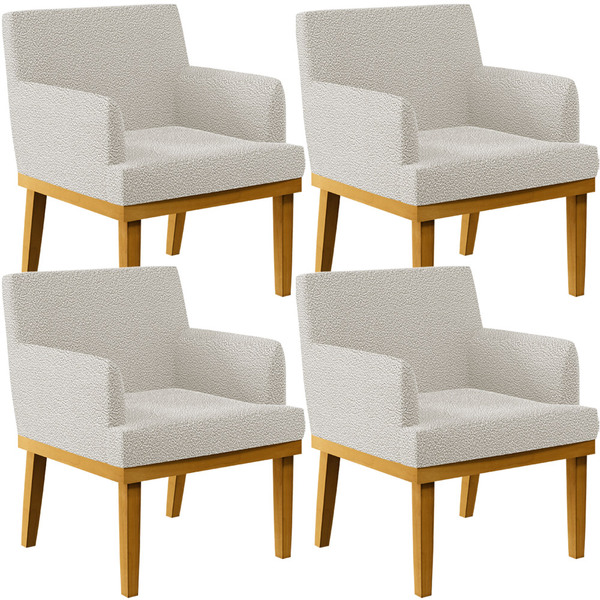Kit 4 Poltronas Decorativas Sala De Estar E Recepção Base Mel