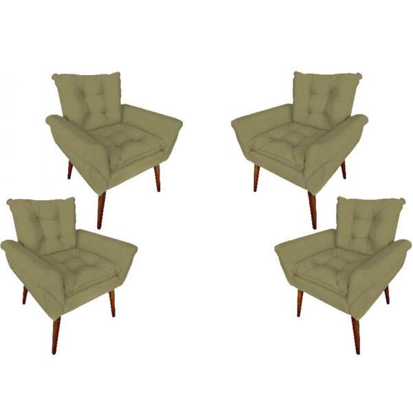 Kit 4 Poltronas Decorativas Turmalina Suede Capuccino