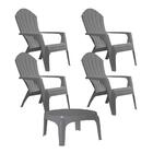 Kit 4 Poltronas Miami Cinza + Mesa Cinza