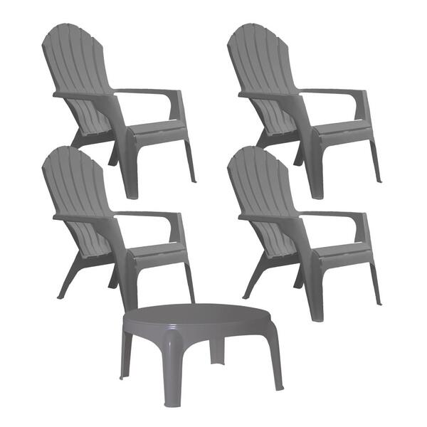 Kit 4 Poltronas Miami Cinza + Mesa Cinza