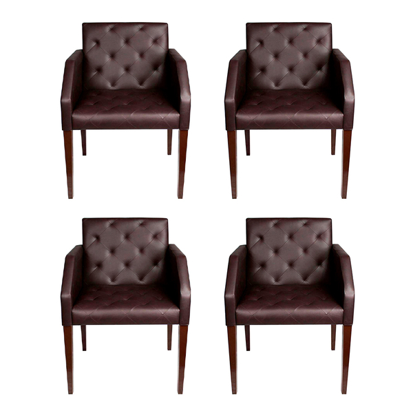 Kit 4 Poltronas Nina Costura Capitonê - Marrom