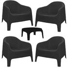 Kit 4 Poltronas Skarpo Preta + Mesa