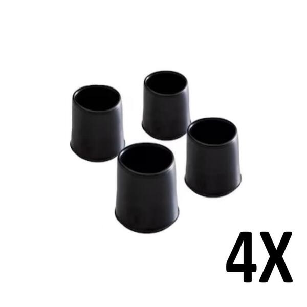 Kit 4 Ponteira Cadeiras Mesa Pés Móveis Tubos Preta 1''