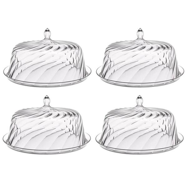 Kit 4 Porta Bolo Com Cúpula 30cm Transparente Boleira Glassy