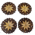 Kit 4 Porta Copos (descanso) Artesanal Redondo Marrom-marfim