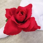 Kit 4 Porta Guardanapo Botão De Rosa Vermelho Toque Aveludado