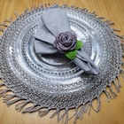 Kit 4 Porta Guardanapos Croche Botão Rosa Mimosa Cinza