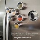 Kit 4 Porta Temperos Condimento Magnetico Colorido Inox Imã D