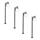 Kit 4 Postes Para Jardim Globo Boca 15 Aço Blumenau Preto