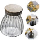 Kit 4 Pote Hermético 700ml Com Tampa Bambu Recipiente Vidro