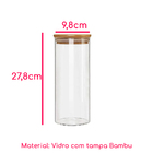 Kit 4 Potes Borossilicato Hermético Tampa Bambu 1800ml Class