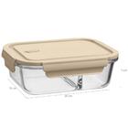 Kit 4 Potes De Vidro Borossilicato Retangulares Tampa Herméti