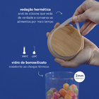 Kit 4 Potes De Vidro Empilhável Hermético Tampa Bambu 400ml O