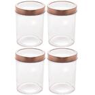 Kit 4 Potes De Vidro Lyor 500ml Com Tampa De Acrílico Rosé Ga