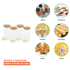 Kit 4 Potes De Vidro P/ Mantimentos 1900ml C/ Tampa Bambu Oik