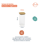Kit 4 Potes De Vidro P/ Mantimentos 1900ml C/ Tampa Bambu Oik