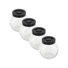 Kit 4 Potes De Vidro Porta Mantimentos Tempero Preto