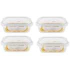 Kit 4 Potes Hermético Vidro Marmita Micro-ondas 1040ml