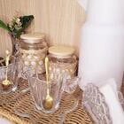 Kit 4 Potes Herméticos Vidro Com Sisal Tampa Madeira Wolff 75