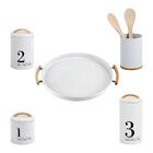 Kit 4 Potes Mantimentos C/ Bandeja Metalla Branco - Yoi