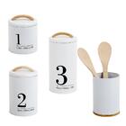 Kit 4 Potes Mantimentos Metalla Branco - Yoi