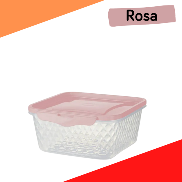 Kit 4 Potes Quadrados Cristal Polipropileno 0 55 Litros - Rosa