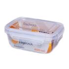 Kit 4 Potes Retagulares Fliplock Em Plástico 400ml Rischioto