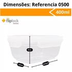 Kit 4 Potes Retagulares Fliplock Em Plástico 400ml Rischioto