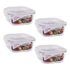 Kit 4 Potes Vidro Borosilicato Marmita Tampa Hermética Travas